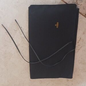 Fendi - Vintage black satin accessories Pouch,w/ tie straps, New, Authentic